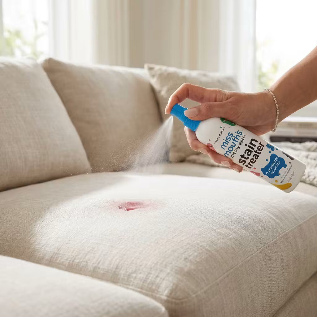 Application Sovra spray anti-tache sur canapé – détachant instantané tissu et textile